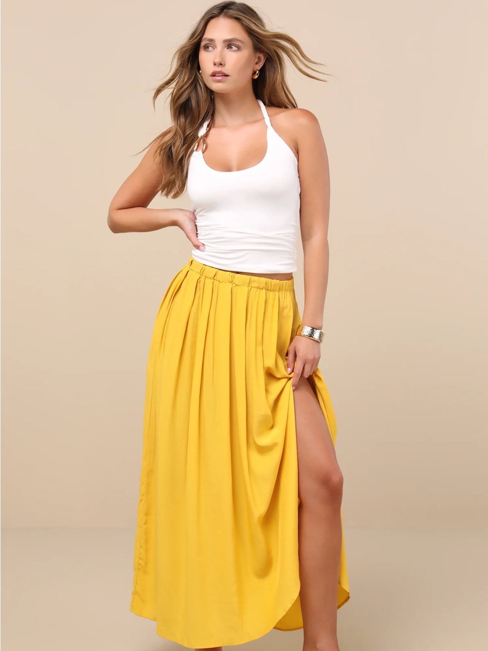 Victoria’s Secret Pleated Maxi Skirt Size 4 Front Slit Beach Boho Summer Fairy